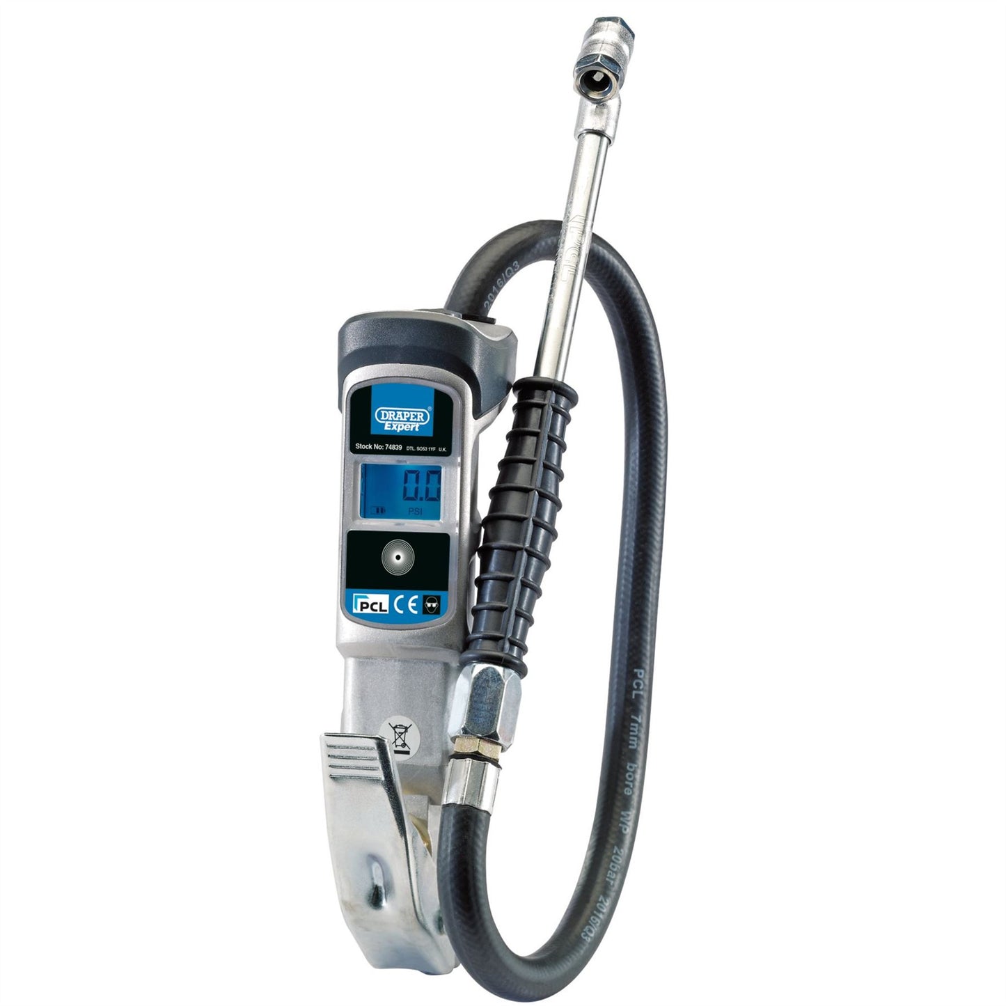 Draper 74839 Digital Gauge Air Line Inflator with Twin Connectors Draper