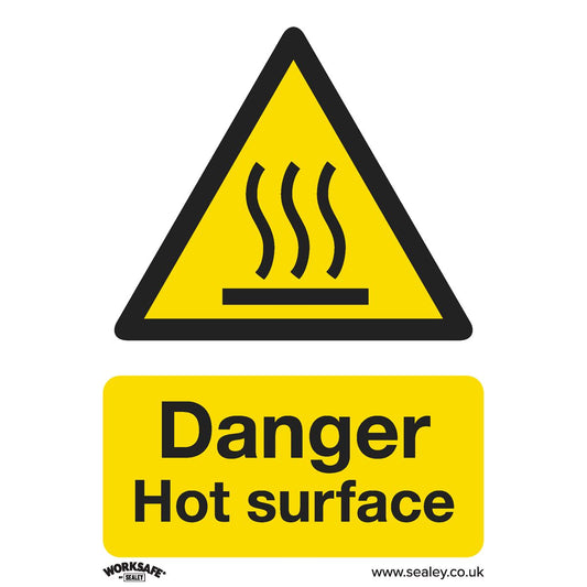 Sealey SS42P1 Warning Safety Sign - Danger Hot Surface - Rigid Plastic Sealey