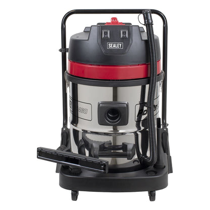 Sealey PC460 Vacuum Cleaner Wet & Dry 60L Stainless Steel Drum 2400W/230V Sealey