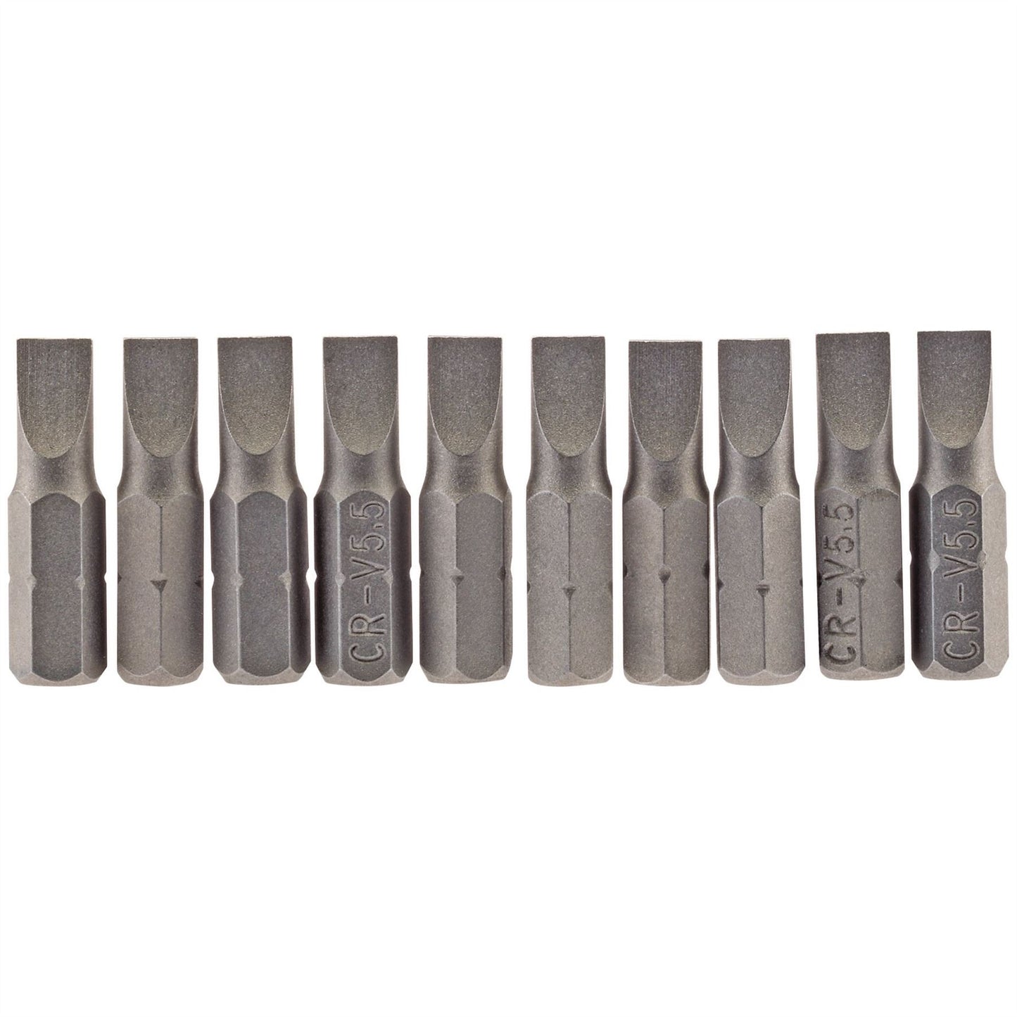 Draper 64028 Plain Slot Insert Bit 5.5mm 1/4" Hex 25mm Long Pack of 10 Draper