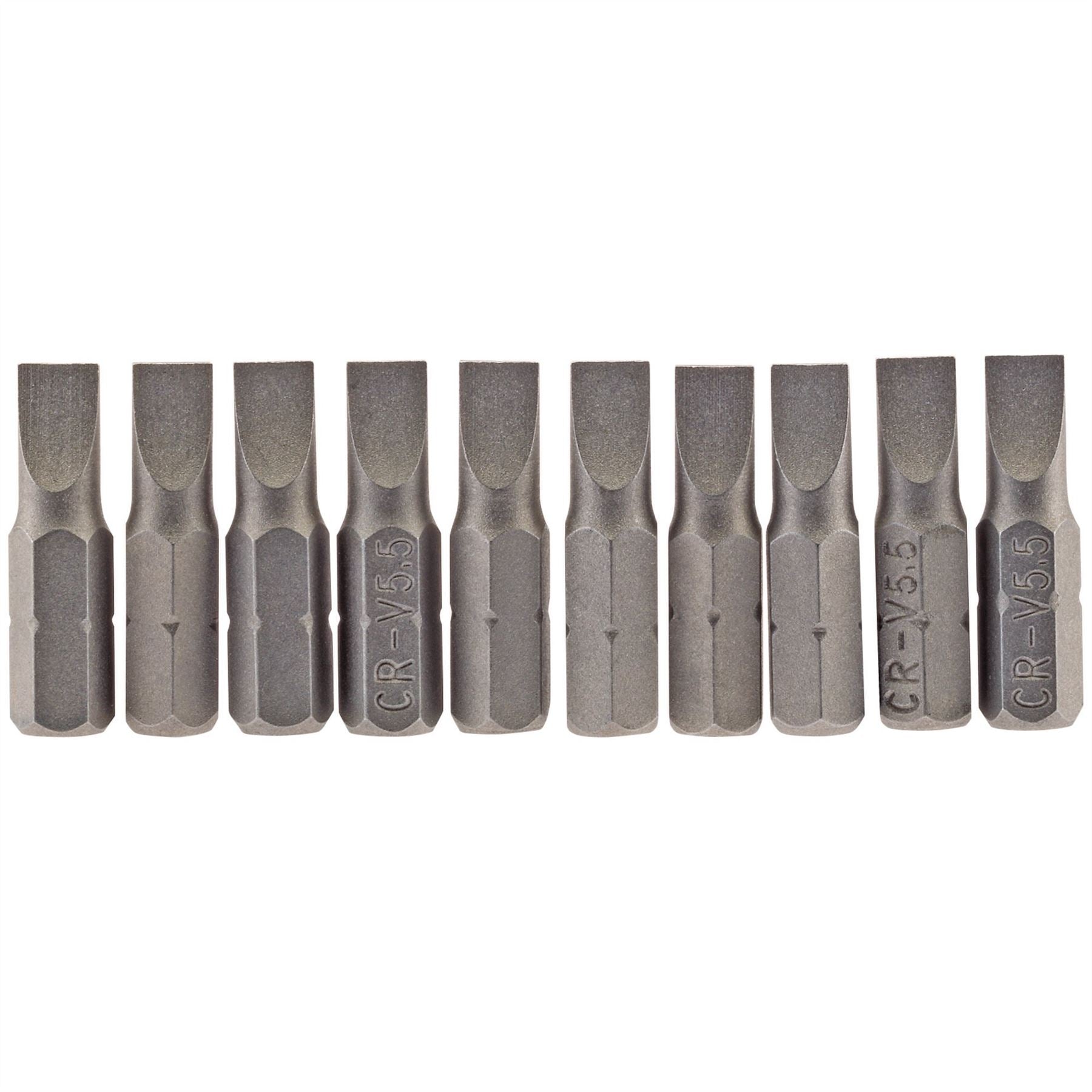 Draper 64028 Plain Slot Insert Bit 5.5mm 1/4" Hex 25mm Long Pack of 10 Draper