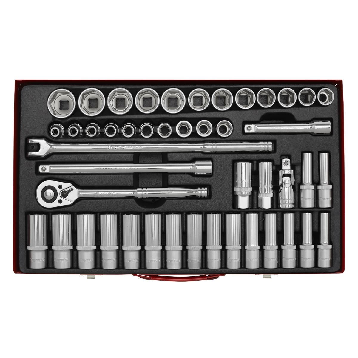 Sealey AK6941 Socket Set 46pc 1/2"Sq Drive 6pt WallDrive® - Metric Sealey