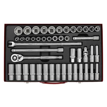 Sealey AK6941 Socket Set 46pc 1/2"Sq Drive 6pt WallDrive® - Metric Sealey