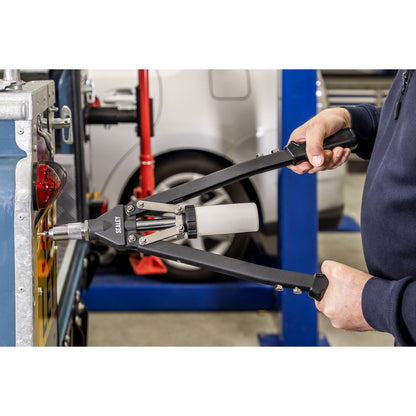 Sealey AK3981 Long-Arm Riveter with Collection Bowl Heavy-Duty Sealey