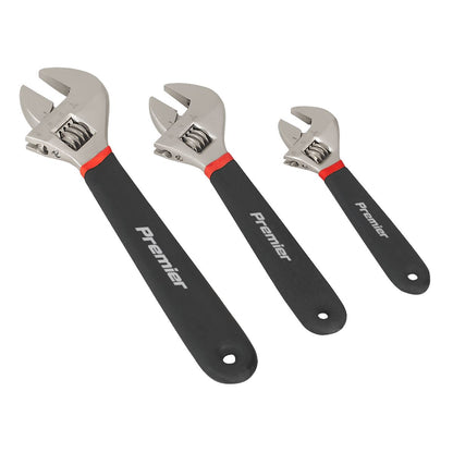 Sealey AK907 Adjustable Wrench Set 3pc Ni-Fe Finish Sealey