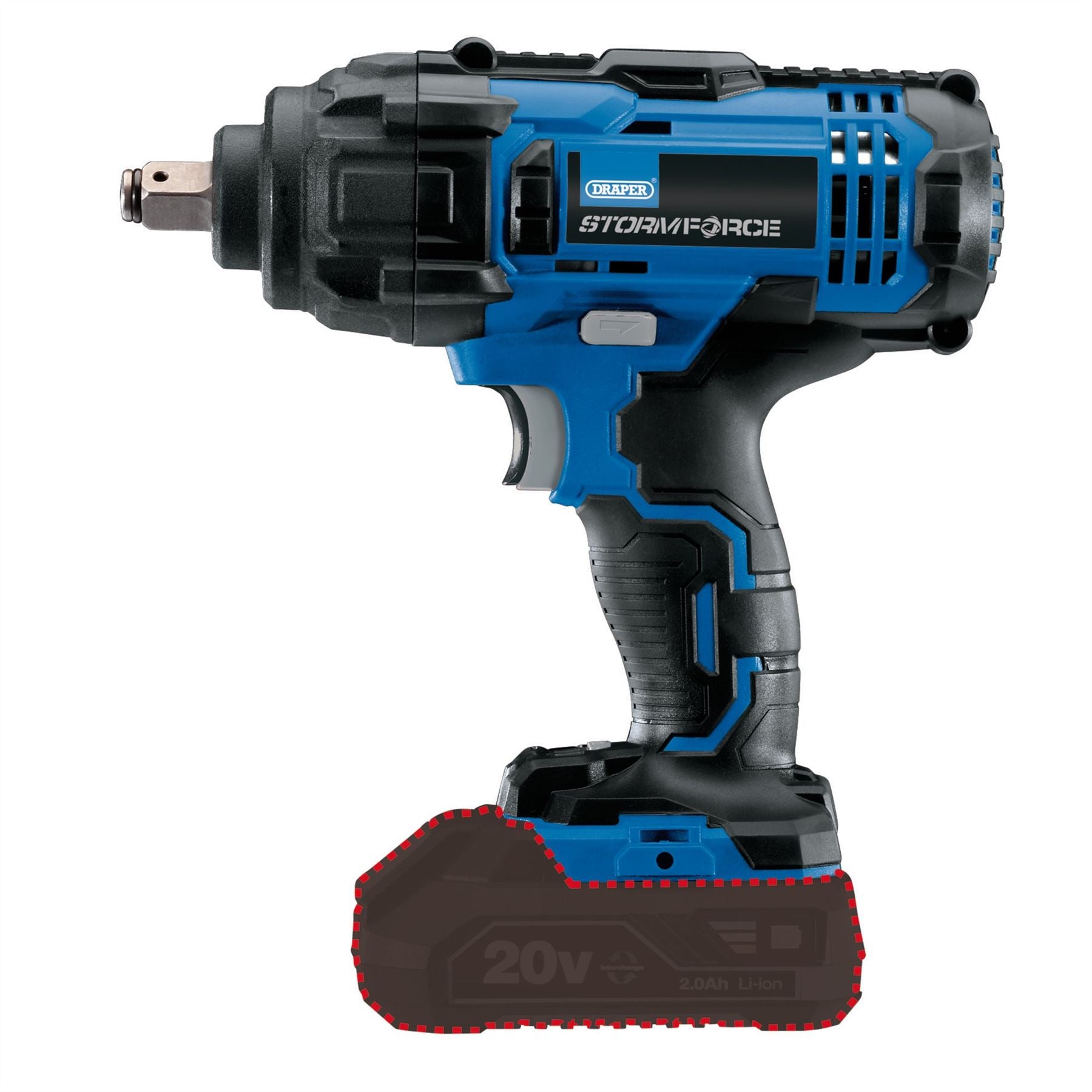 Draper 89518 Storm Force® 20V Mid-Torque Impact Wrench 1/2" Sq. Dr. 400Nm Sold Bare Draper