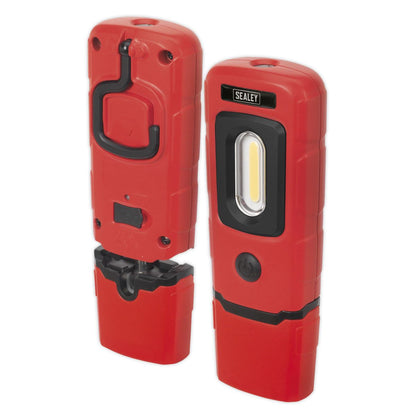 Sealey LED3601R Rechargeable 360° Inspection Light 3W COB & 1W SMD LED Red Lithium-Polymer Sealey