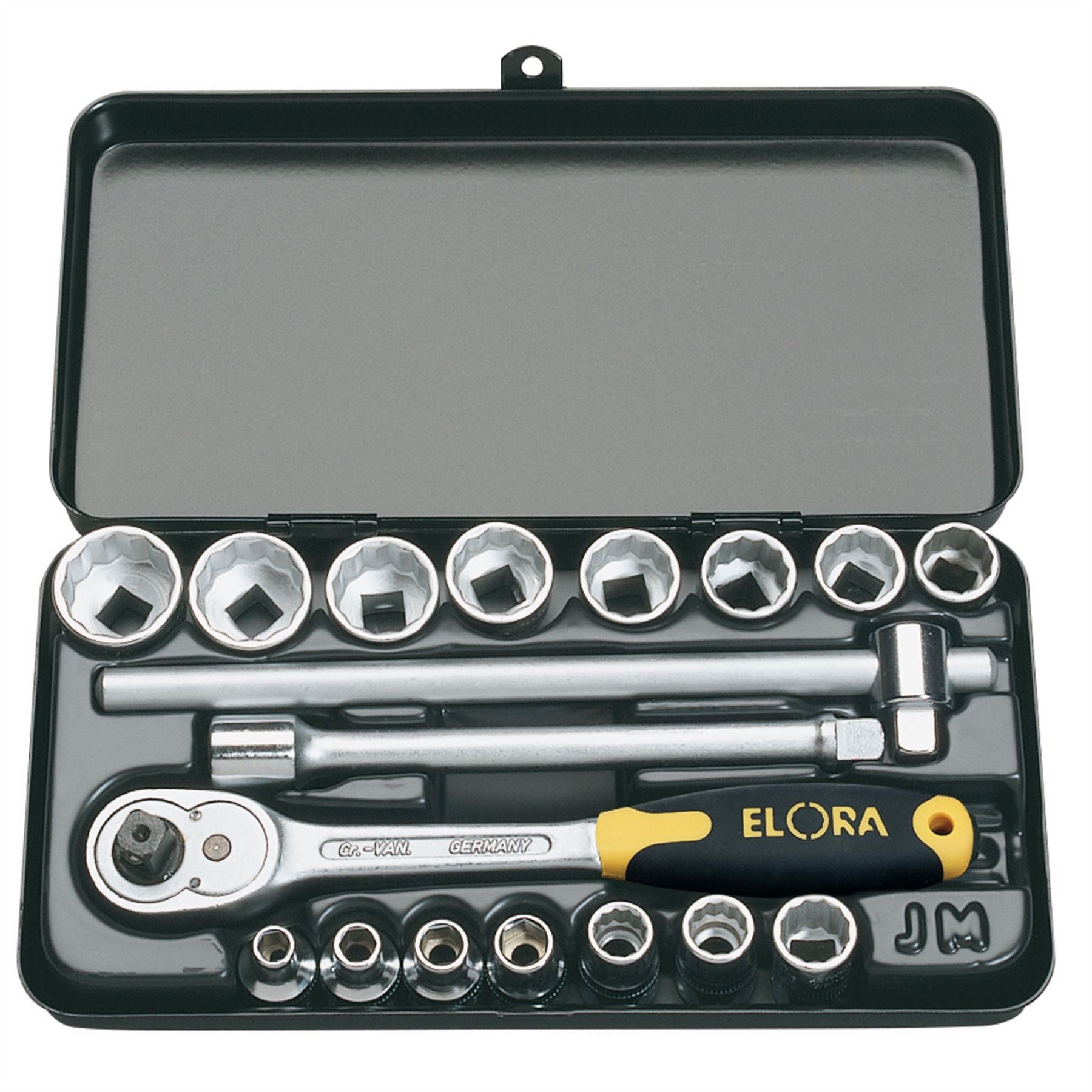 Elora 25932 Metric Socket Set 3/8" Sq. Dr. 18 Piece Elora