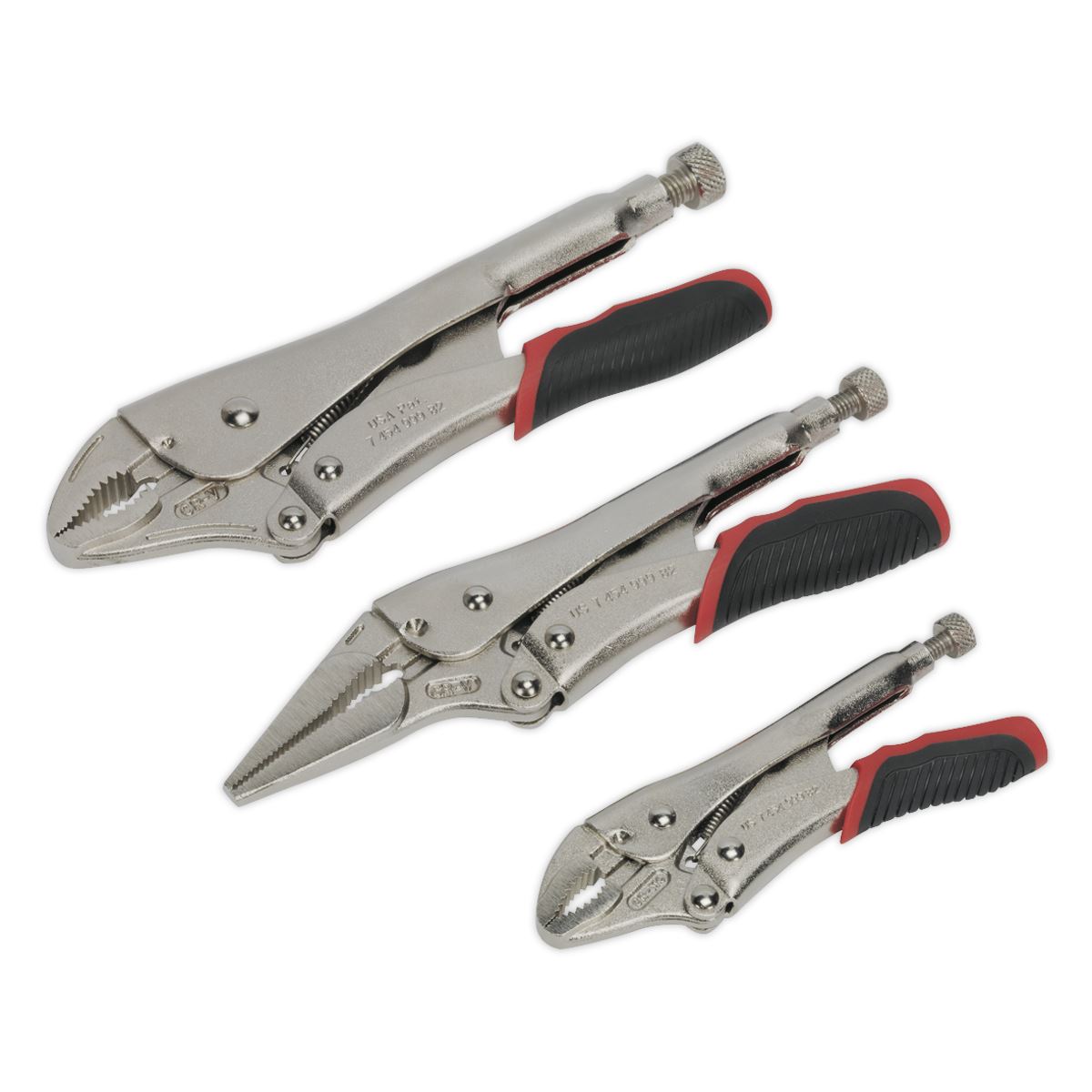Sealey AK6863 Locking Pliers Set 3pc Quick Release Sealey