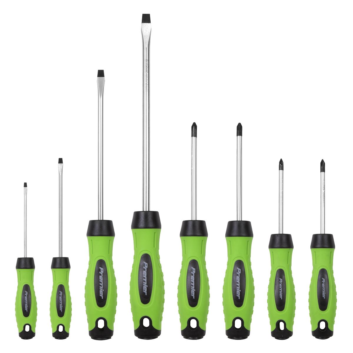 Sealey HV001 Screwdriver Set 8pc Hi-Vis Green Sealey