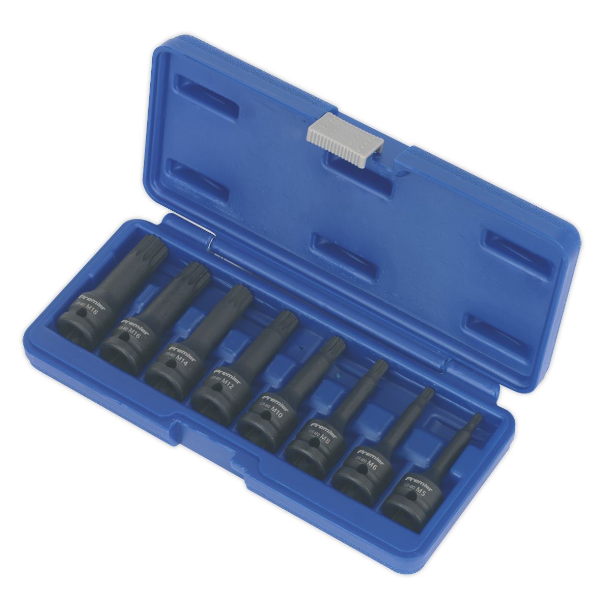 Sealey AK5604 Spline Impact Socket Bit Set 8pc 1/2"Sq Drive Sealey