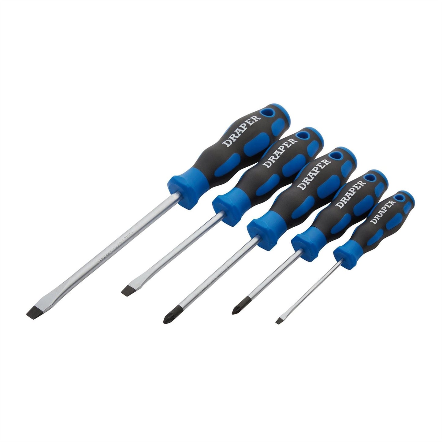 Draper 09783 Soft Grip Screwdriver Set 3 x Plain Slot 2 x PZ TYPE 5 Piece Draper