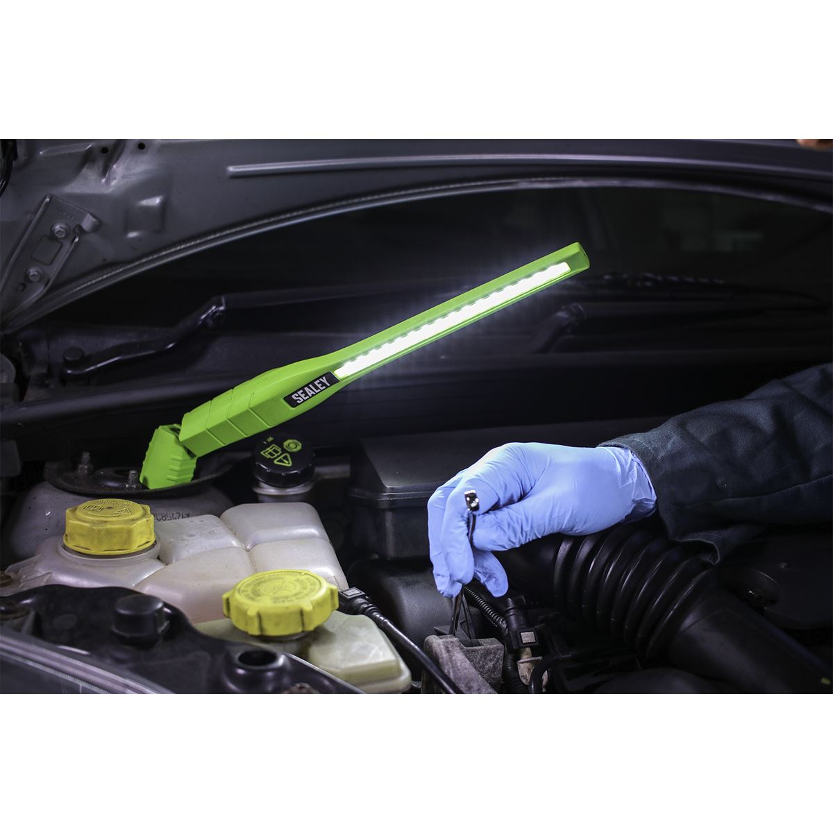 Sealey LED3604G Rechargeable 360° Slim Inspection Light 8W & 1W SMD LED Green Lithium-ion Sealey