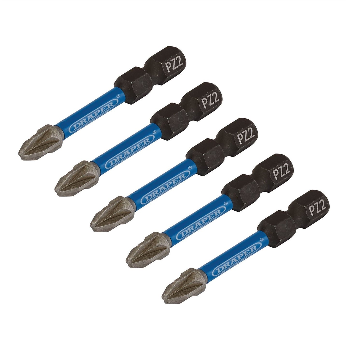Draper 05647 Expert PZ-Type Impact Screwdriver Bits No.2 x 50mm 1/4" Hex Pack of 5 Draper