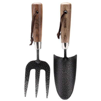 Draper 83776 Carbon Steel Heavy Duty Hand Fork and Trowel Set with Ash Handles 2 Piece Draper