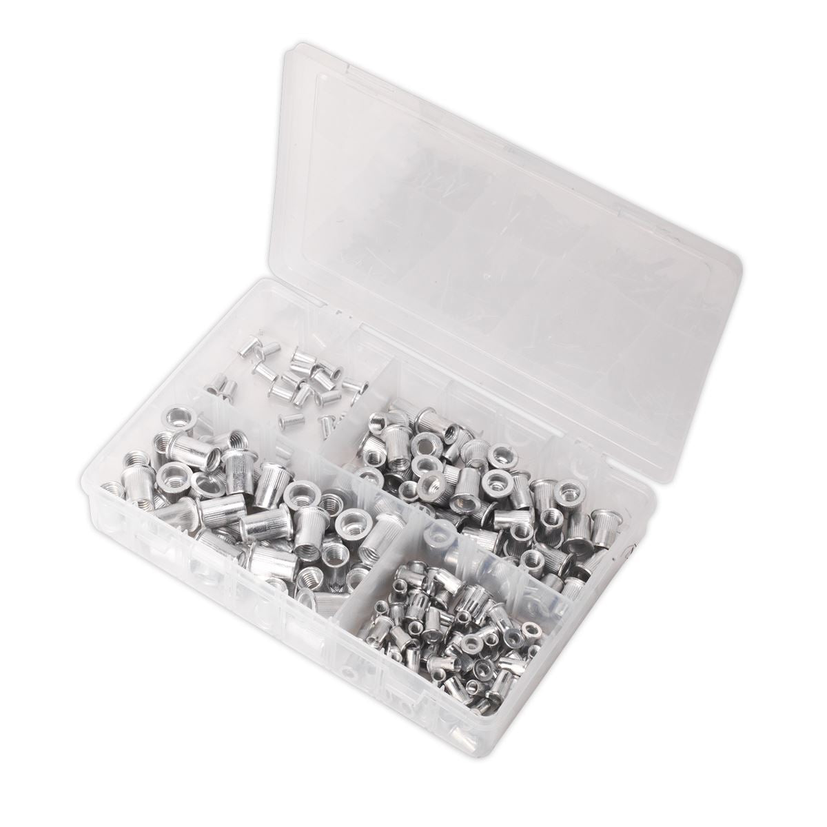 Sealey AB073TI Threaded Insert (Rivet Nut) Assortment 200pc M4-M8 Splined Metric Sealey