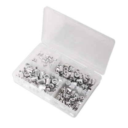 Sealey AB073TI Threaded Insert (Rivet Nut) Assortment 200pc M4-M8 Splined Metric Sealey