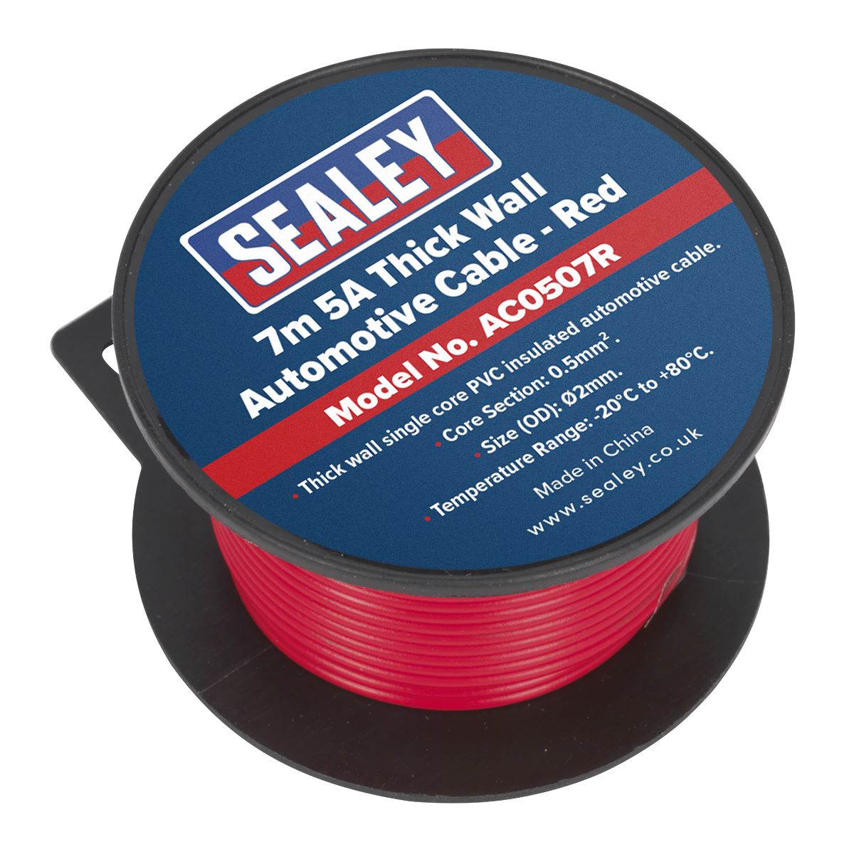 Sealey AC0507R Automotive Cable Thick Wall 5A 7m Red Sealey