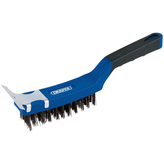 Draper 17182 4 Row Carbon Steel Wire Scratch Brush with Scraper 285mm Draper