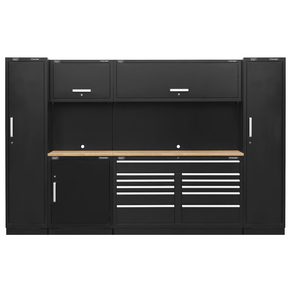 Sealey APMSCOMBO7W Premier 3.55m Storage System - Pressed Wood Worktop Sealey