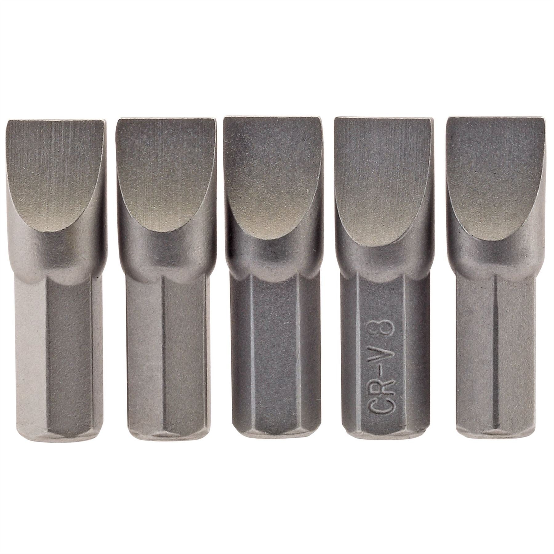 Draper 64013 Plain Slot Insert Bit 8.0mm 1/4" Hex 25mm Long Pack of 5 Draper