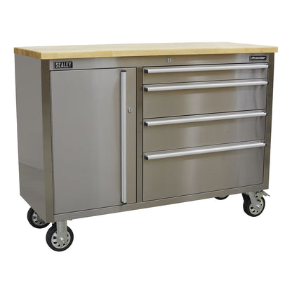 Sealey AP4804SS Mobile Stainless Steel Tool Cabinet 4 Drawer Sealey