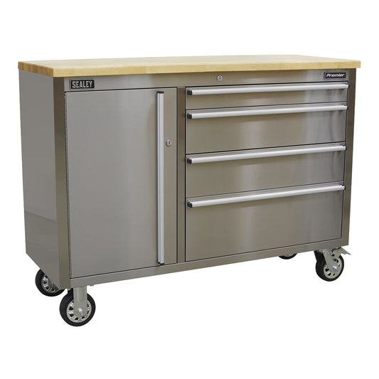 Sealey AP4804SS Mobile Stainless Steel Tool Cabinet 4 Drawer Sealey