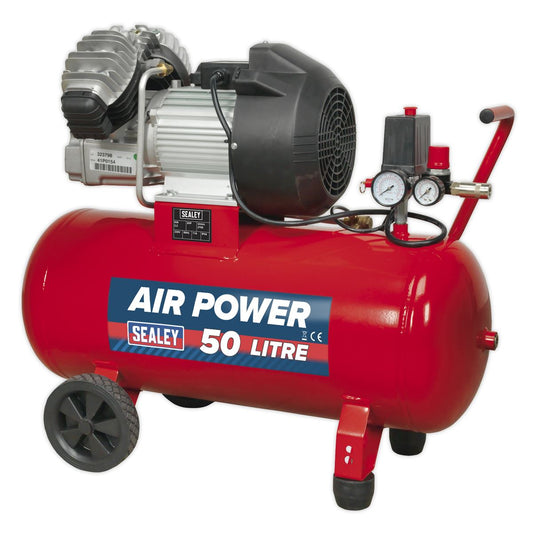 Sealey SAC05030 Air Compressor 50L V-Twin Direct Drive 3hp Sealey