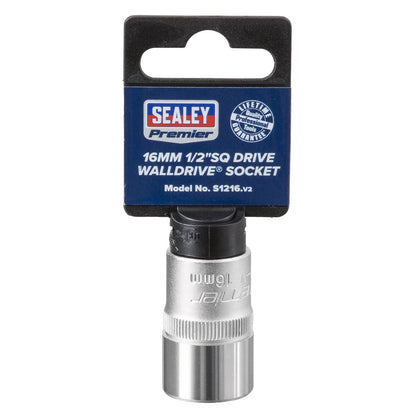Sealey S1216 WallDrive® Socket 16mm 1/2"Sq Drive Sealey