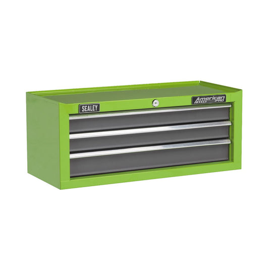 Sealey AP22309BBHV Mid-Box Tool Chest 3 Drawer with Ball-Bearing Slides - Green/Grey Sealey