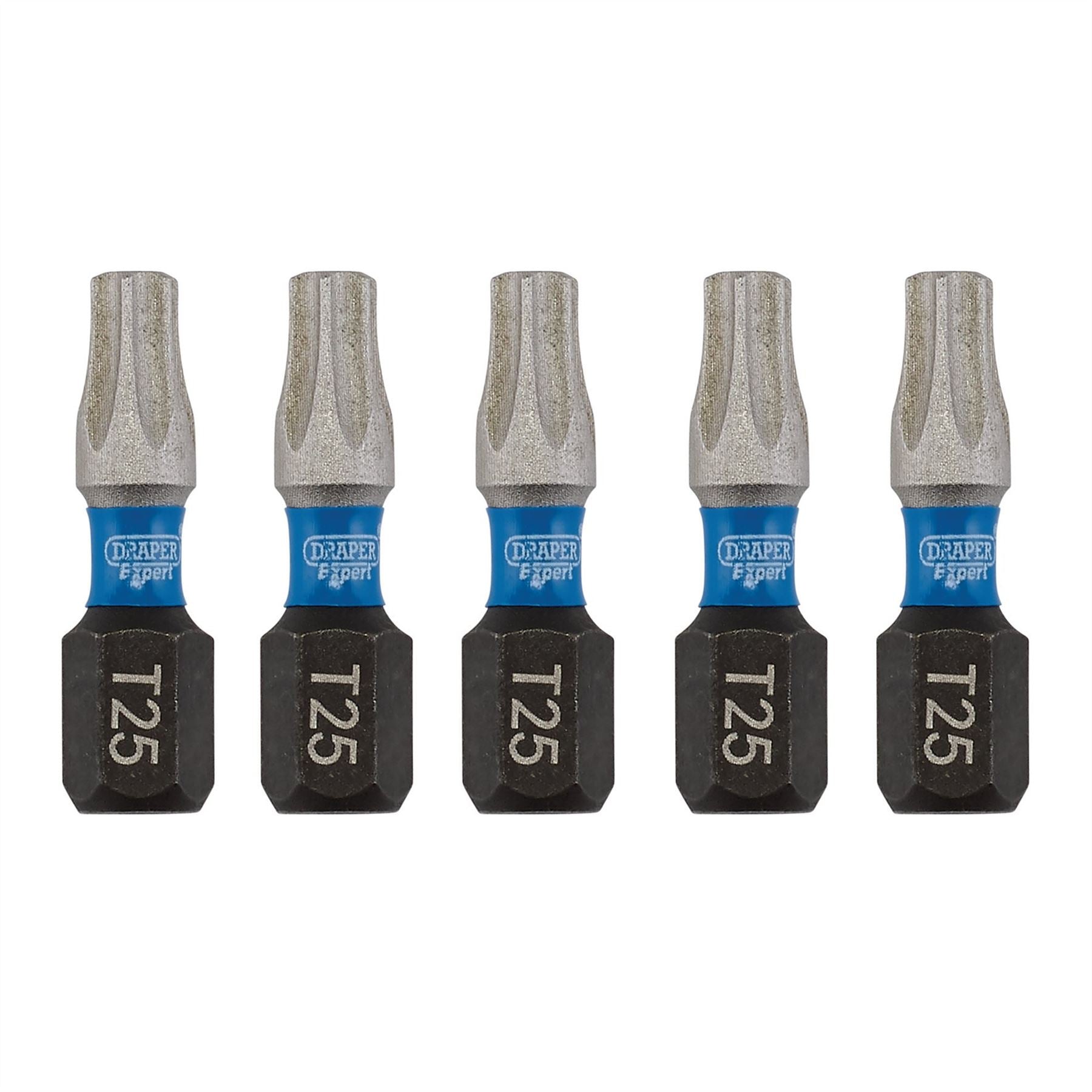 Draper 05494 Expert TX-STAR® Impact Screwdriver Bits T25 x 25mm 1/4" Hex Pack of 5 Draper
