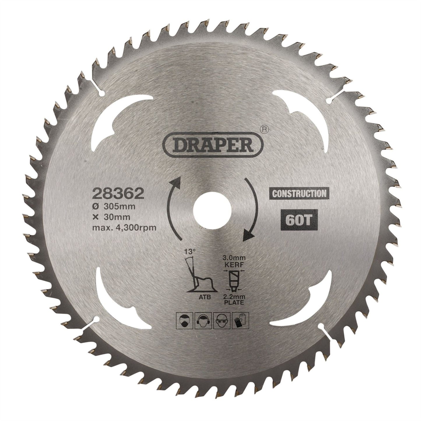 Draper 28362 TCT Construction Circular Saw Blade 305 x 30mm 60T Draper
