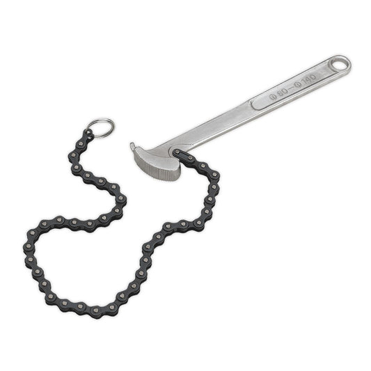 Sealey AK6409 Oil Filter Chain Wrench Ø60-140mm Capacity Sealey
