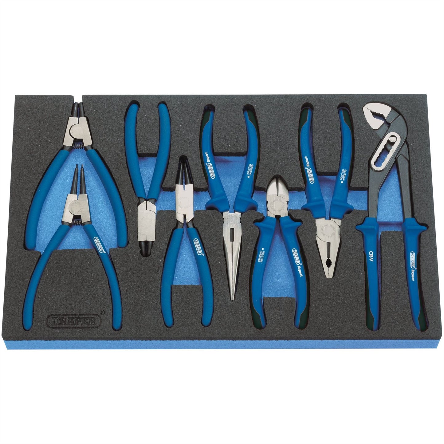 Draper 49406 Heavy Duty Soft Grip Pliers Set in EVA Foam Insert Tray 8 Piece Draper