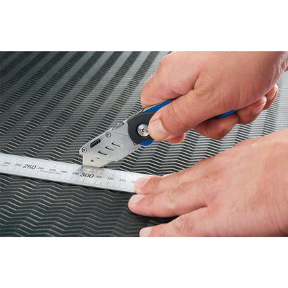 Draper 24383 Folding Trimming Knife with Belt Clip Blue Draper