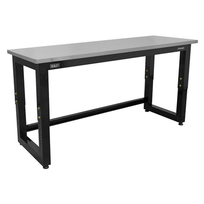 Sealey APMS23 Steel Adjustable Workbench with Stainless Steel Worktop 1830mm - Heavy-Duty Sealey
