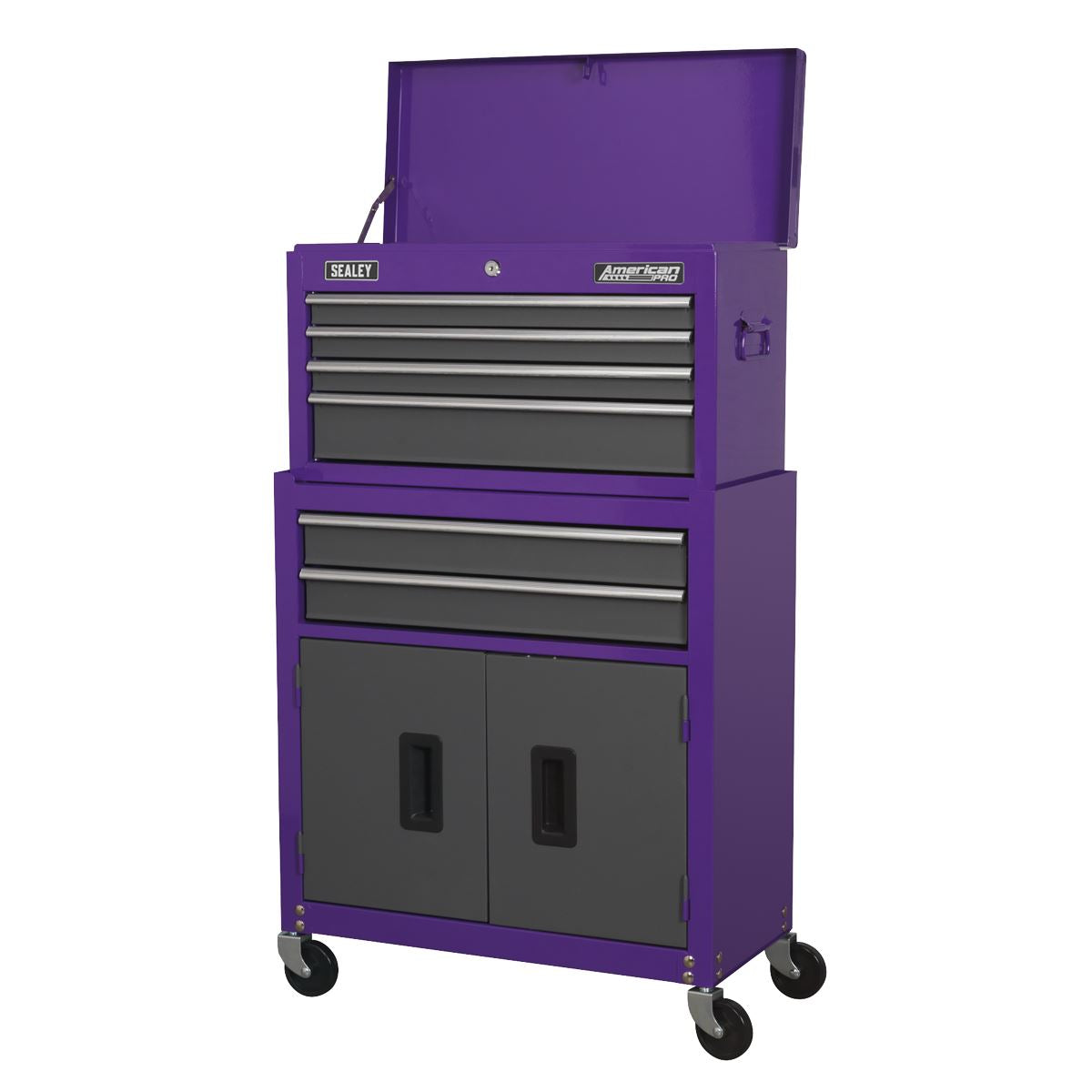 Sealey AP2200BBCP Topchest & Rollcab Combination 6 Drawer with Ball-Bearing Slides - Purple/Grey Sealey