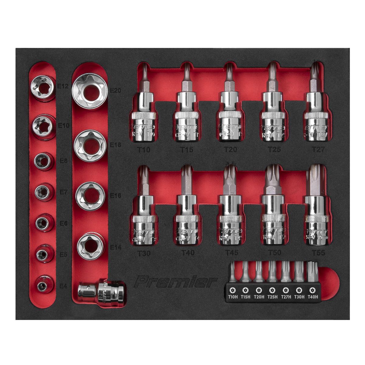 Sealey AK6193 TRX-Star* Socket & Security Bit Set 29pc 1/4"Sq & 3/8"Sq Drive Sealey