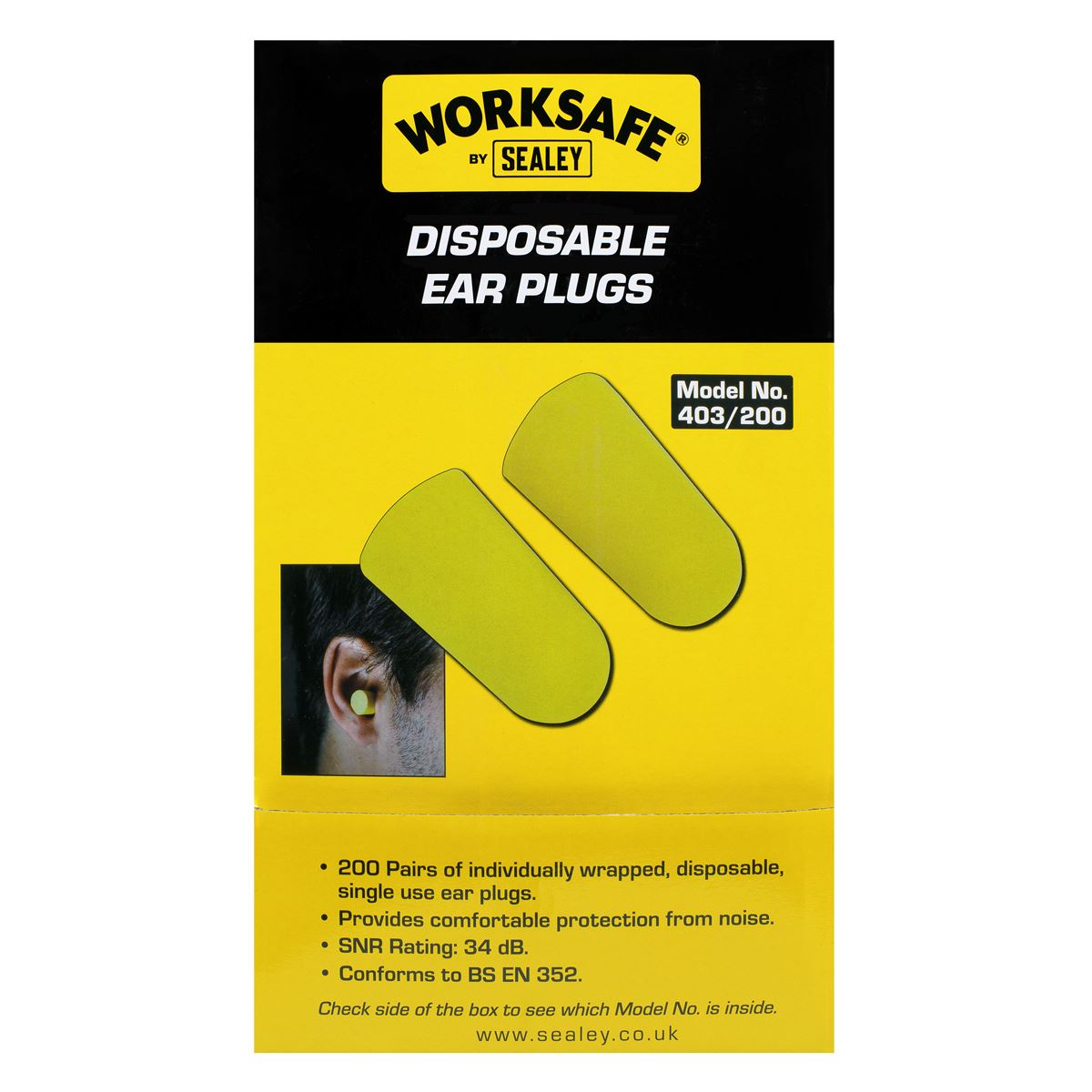Sealey 403/200 Ear Plugs Disposable - 200 Pairs Sealey