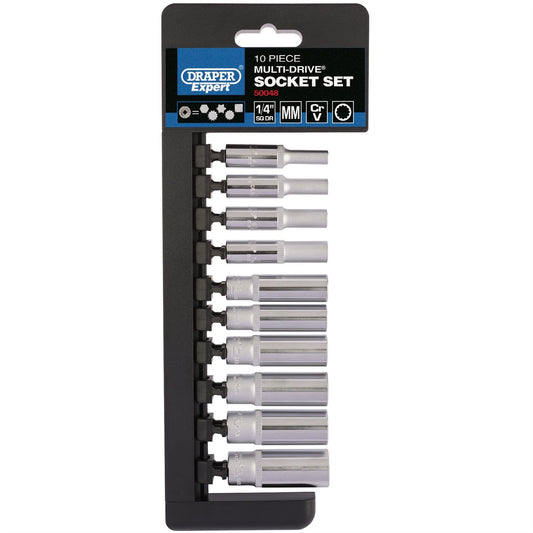 Draper 50048 Multi-Drive® Metric Deep Socket Set 1/4" Sq. Dr. 10 Piece Draper