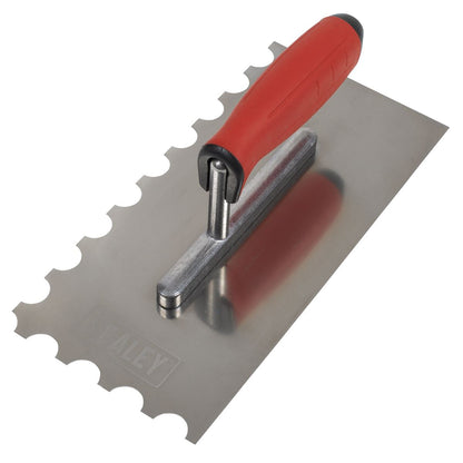 Sealey T6701 Stainless Steel 270mm Semicircle Tooth Trowel - Rubber Handle - Aluminium Foot Sealey