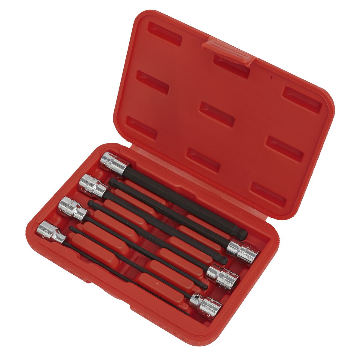 Sealey AK62257 Ball-End Hex Socket Bit Set 7pc 3/8"Sq Drive 150mm Metric Sealey