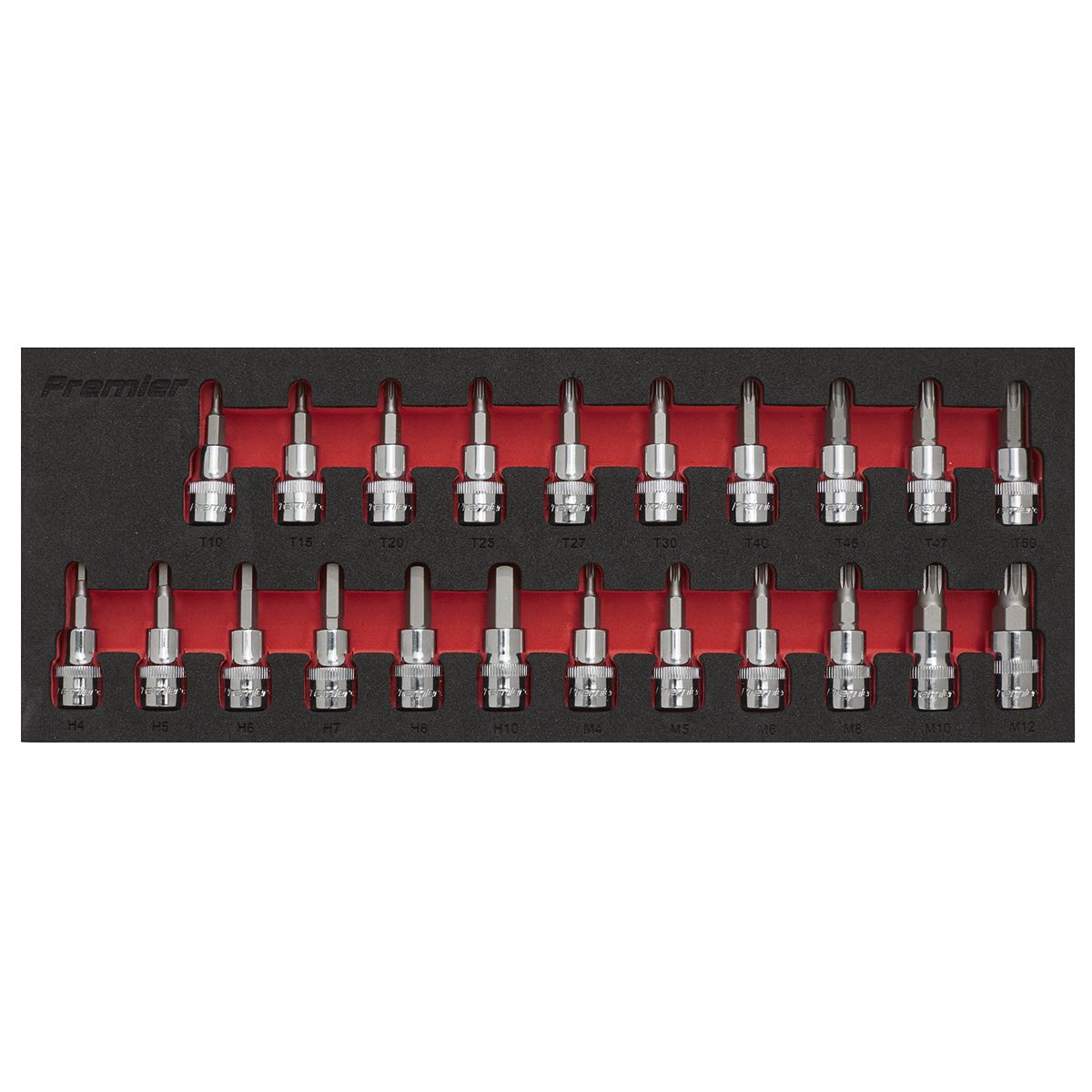 Sealey AK6243 TRX-Star*/Hex/Spline Socket Bit Set 22pc 3/8"Sq Drive Sealey