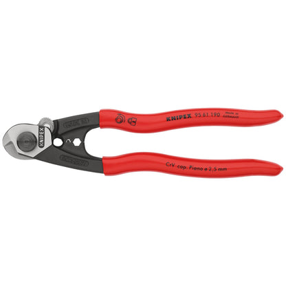 Knipex 03047 95 61 190 SB Wire Rope Cutter forged plastic coated 190mm Knipex