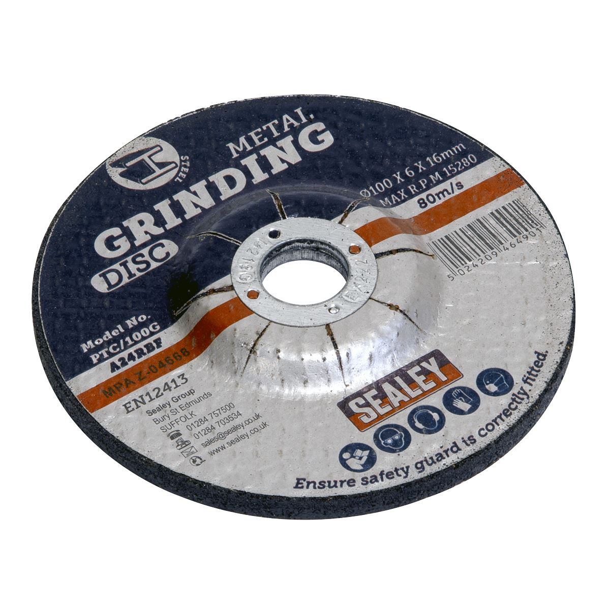 Sealey PTC/100G Grinding Disc Ø100 x 6mm Ø16mm Bore Sealey