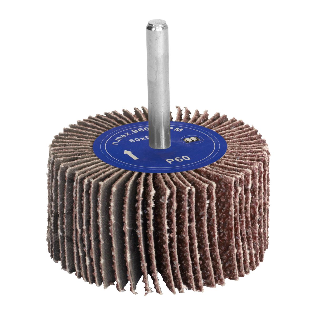 Sealey FW805060 Abrasive Flap Wheel Ø80 x 50mm 60Grit Ø6mm Shaft Sealey