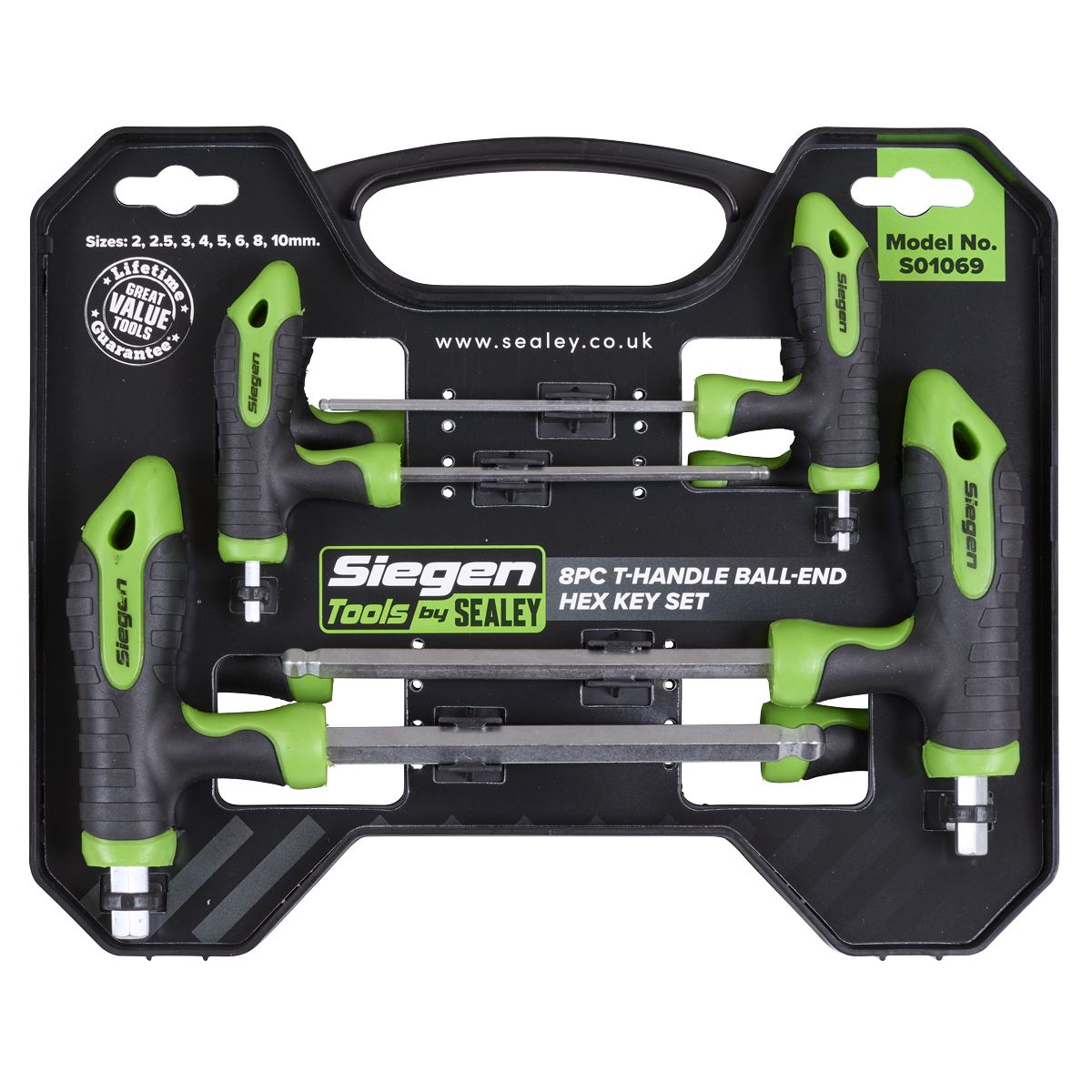 Siegen S01069 T-Handle Ball-End Hex Key Set 8pc Siegen