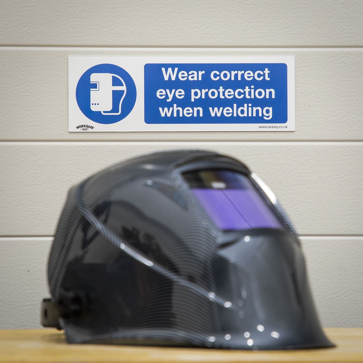 Sealey SS54V1 Mandatory Safety Sign - Wear Eye Protection When Welding - Self-Adhesive Vinyl Sealey