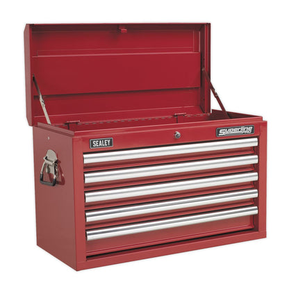 Sealey APCOMBOBBTK55 Topchest & Rollcab Combination 10 Drawer with Ball-Bearing Slides - Red with 148pc Tool Kit Sealey