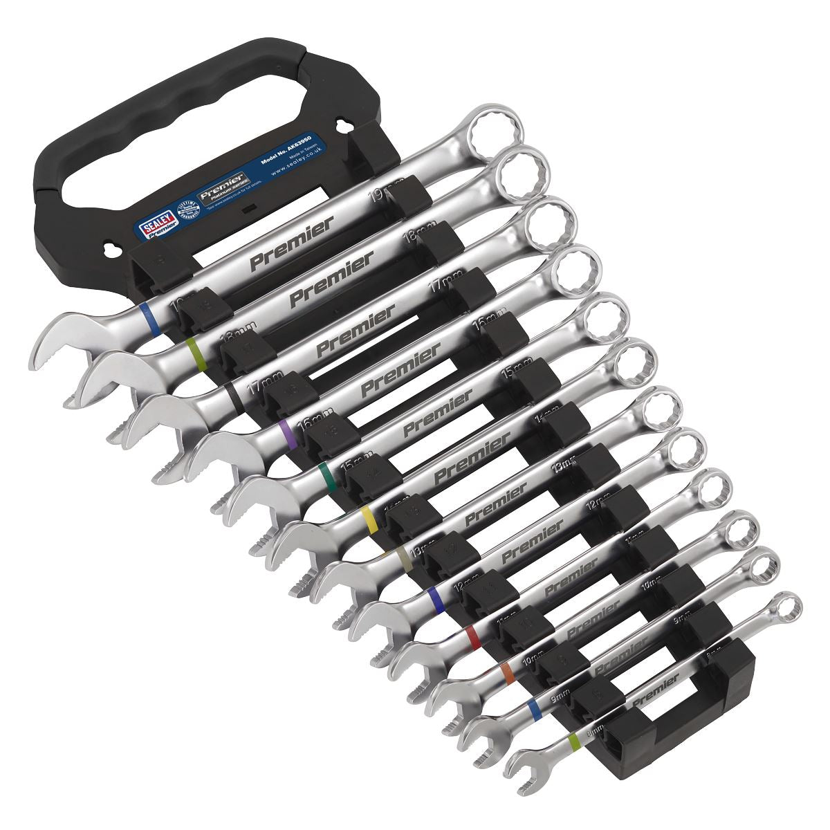 Sealey AK63950 Combination Spanner Set Anti-Slip 12pc Metric - Platinum Series Sealey